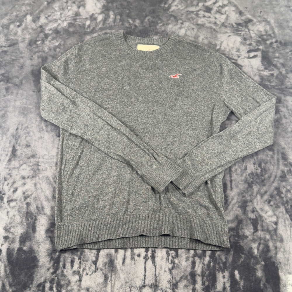 Hollister Sweater Mens L Gray Crewneck Long Sleeve Cotton Blend Knit 4037